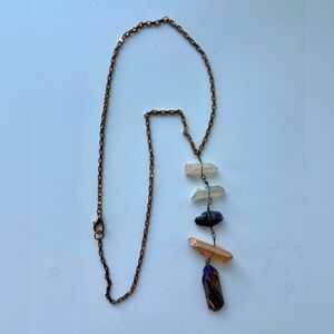 Crystal Pendant Necklace with Brass Chain